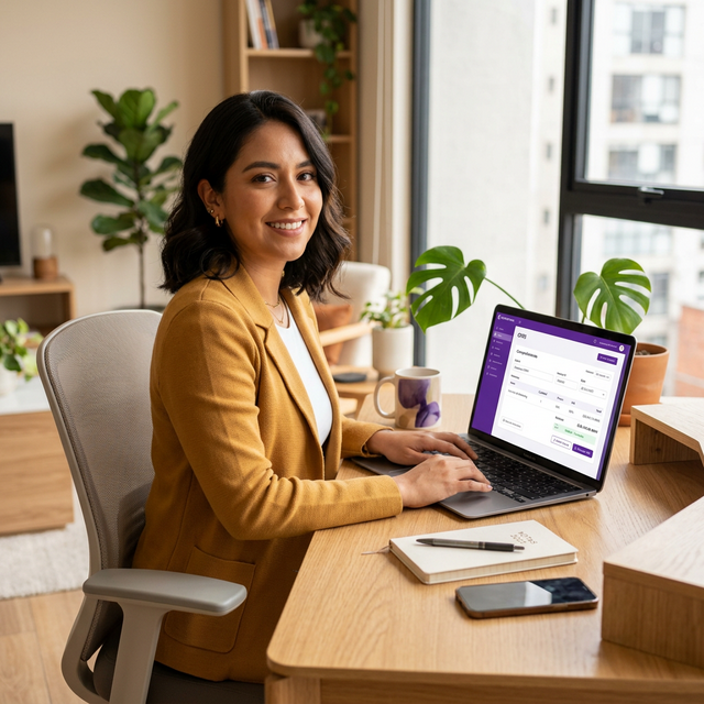 Profesional facturando con Timbradora